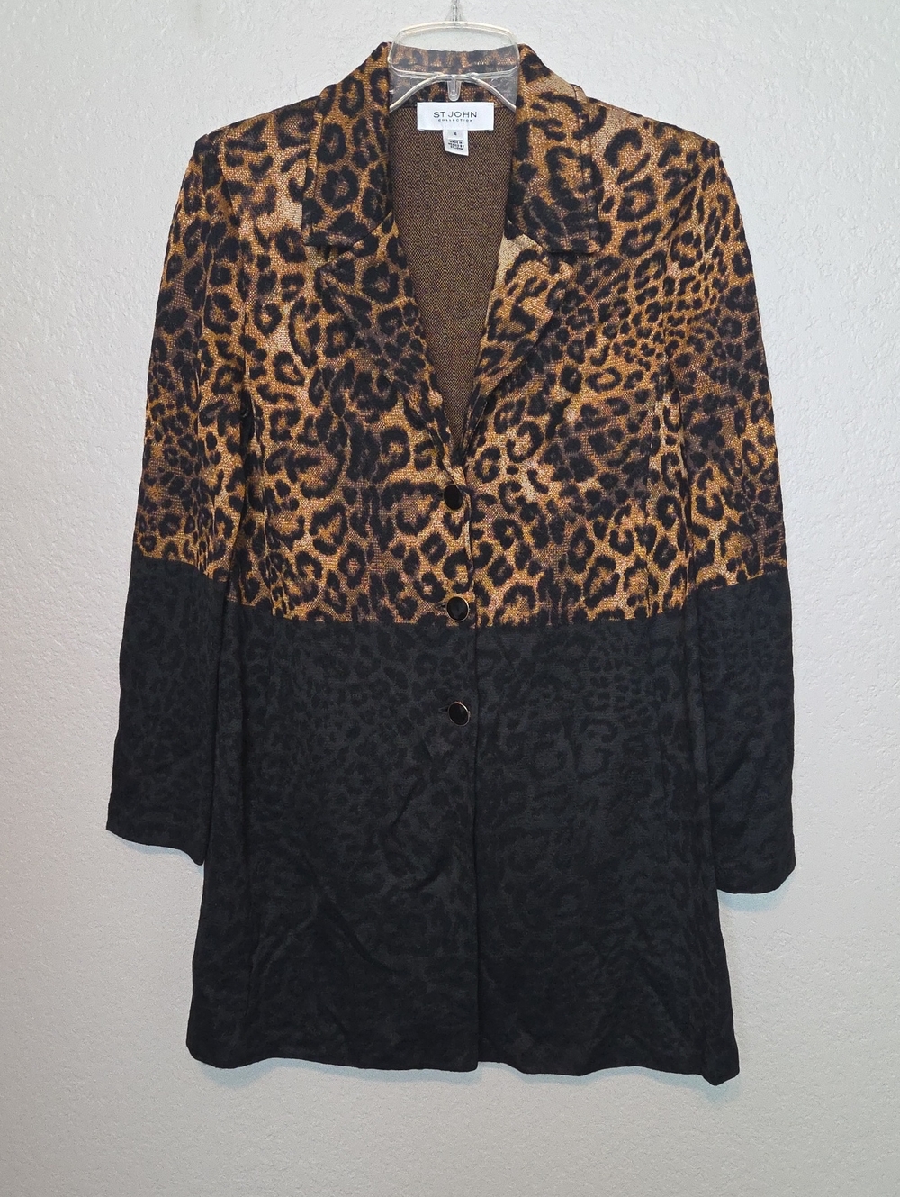 St. John Collection Leopard Print Long Sweater